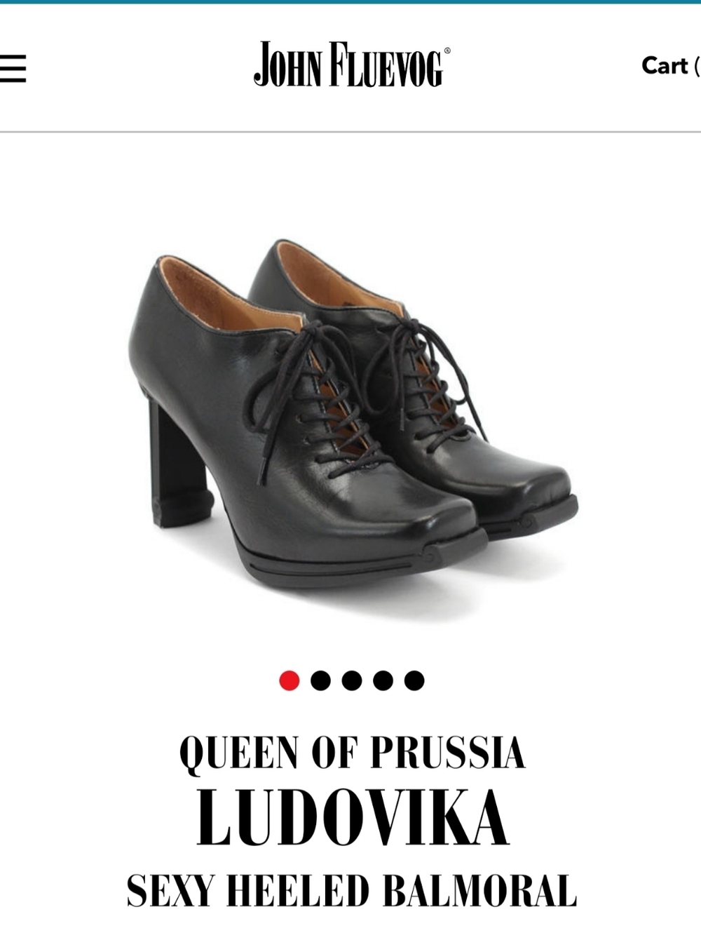 John Fluevog Queen Of Prussia Ludovika Black Lace-Up High Heel Oxford